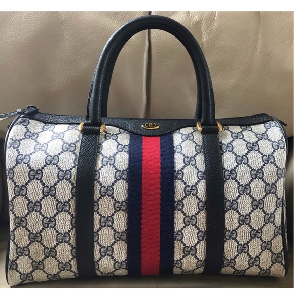 Gucci Handbags - Authentic Vintage Gucci Boston Web Line Monogram Canvas Leather Bag